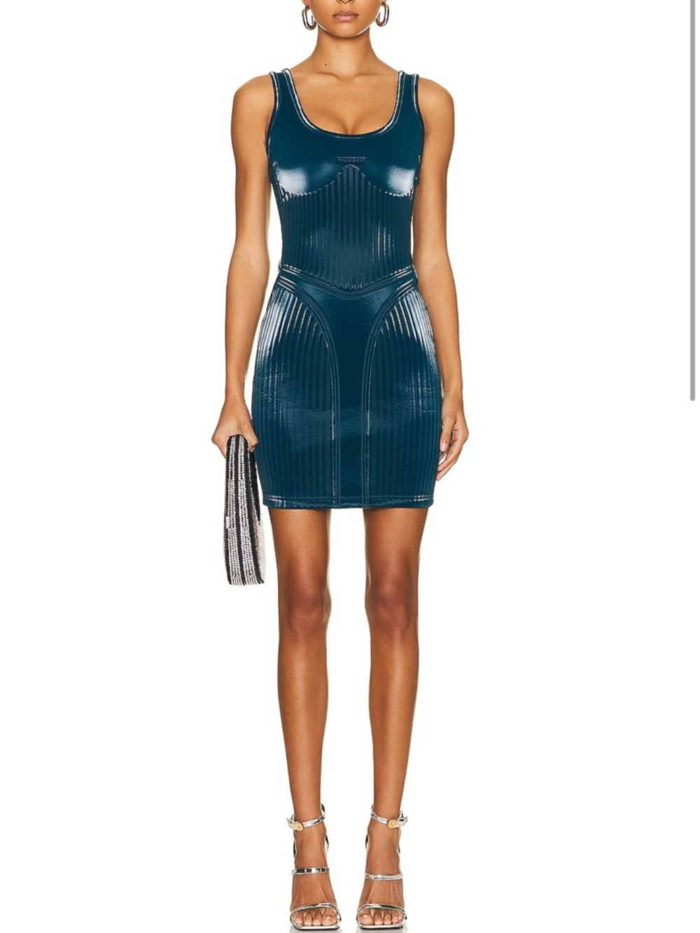 Mugler Teal mini Bodycon Dress S
